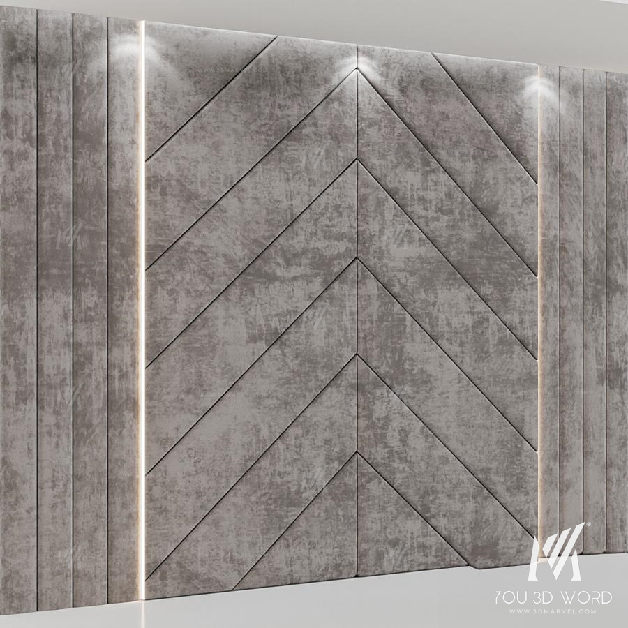 Headboard made of soft beige panels